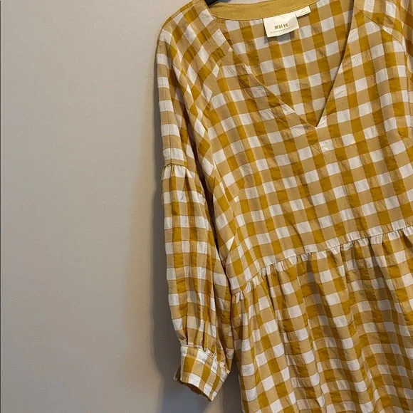 Maeve Mustard and White Checkered Blouse - Picture 5 of 7